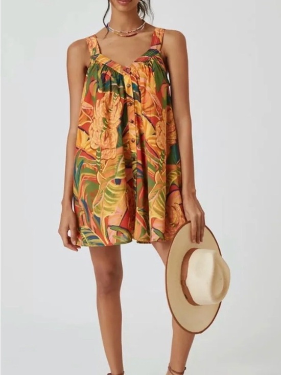 FARM Rio Dresses & Skirts - FARM Rio Vibrant Tropical Mini Dress in Orange & Green
